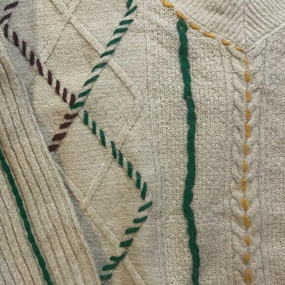 Chelsea & Violet Women's Large Knit‎ Sweater Crochet Long Sleeve Oatmeal - Picture 6 of 9